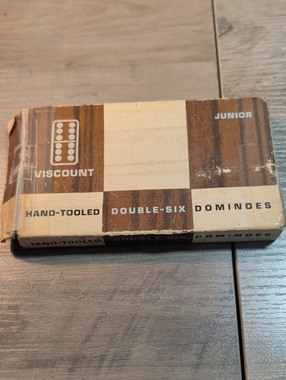 Vintage 60's Viscount Junior Hand-Tooled Double-Six Dominoes
